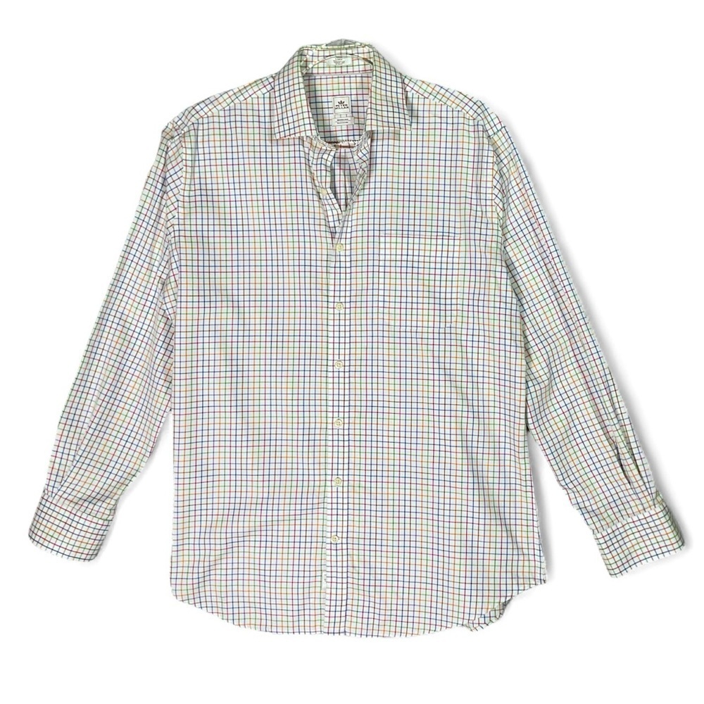 Peter Millar Nanolux Button Down Shirt Sz L Cotton Multi Check Business Casual